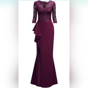 Burgundy knit evening dress
